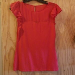 Express Red Top with Sheer